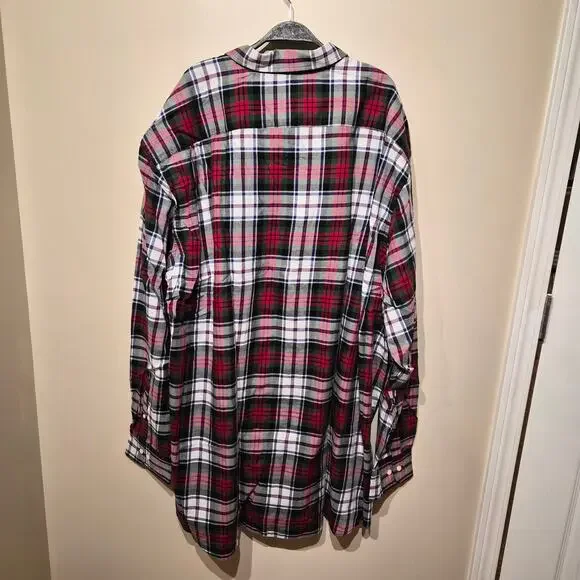 Nautica 4XLT Classic Collar Checked Flannel Casual Button Down Shirt NWT - Picture 4 of 7